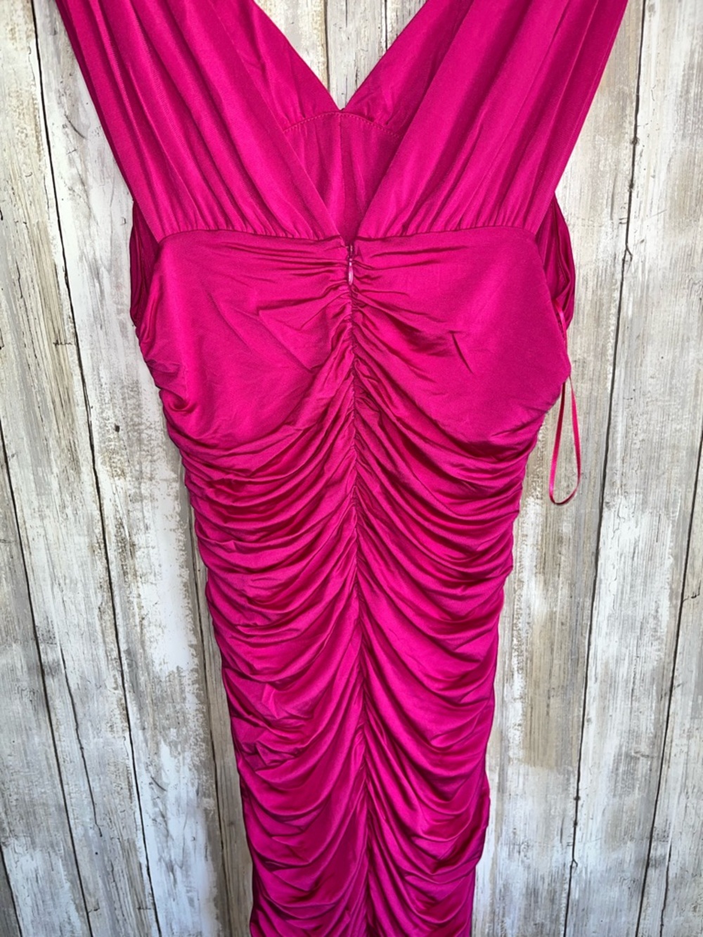 LoveShackFancy Bayana Ruched Cutout Mini Dress Pink NWT Sleeveless V Neck Size M - Picture 7 of 8